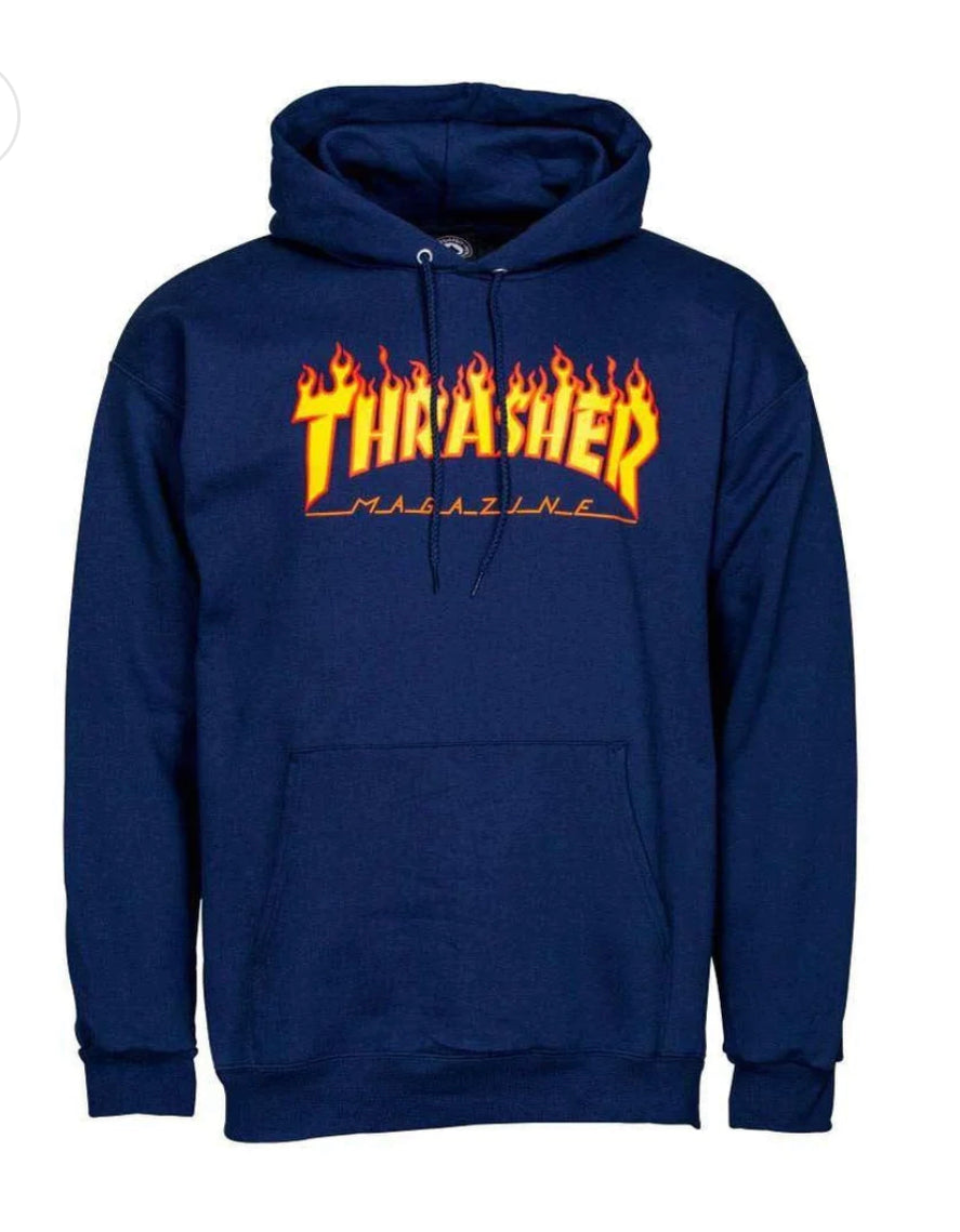 Thrasher Flame Hoodie Navy Blue